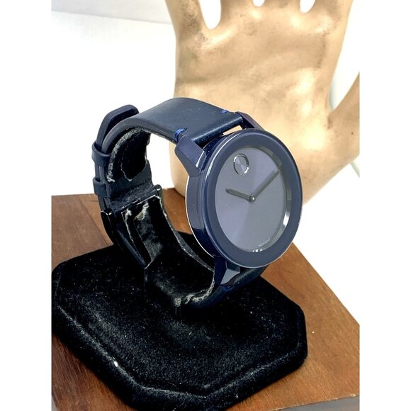 Movado Men's Watch 3600370 Bold Swiss Quartz Blue Dial 42mm Black Leather Band - Picture 14 of 14